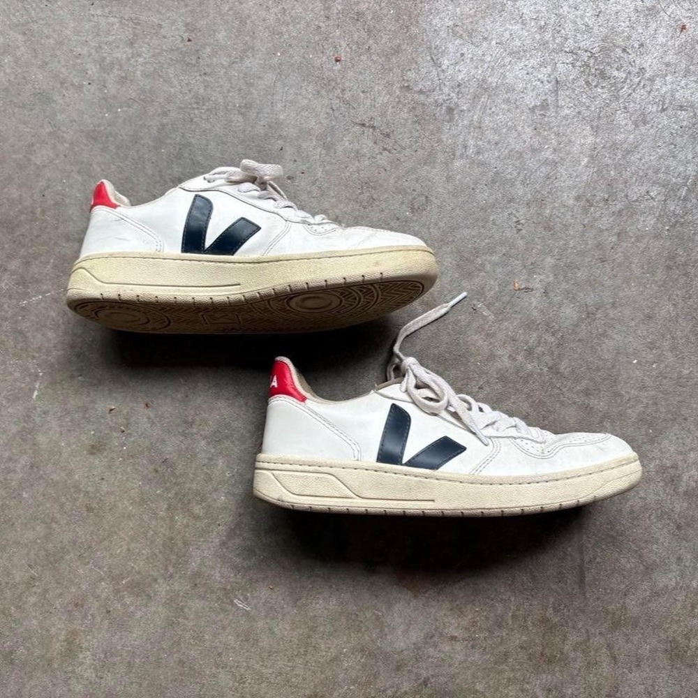 Veja white and red sneakers  Men's size 6 or women's 7-7.5
